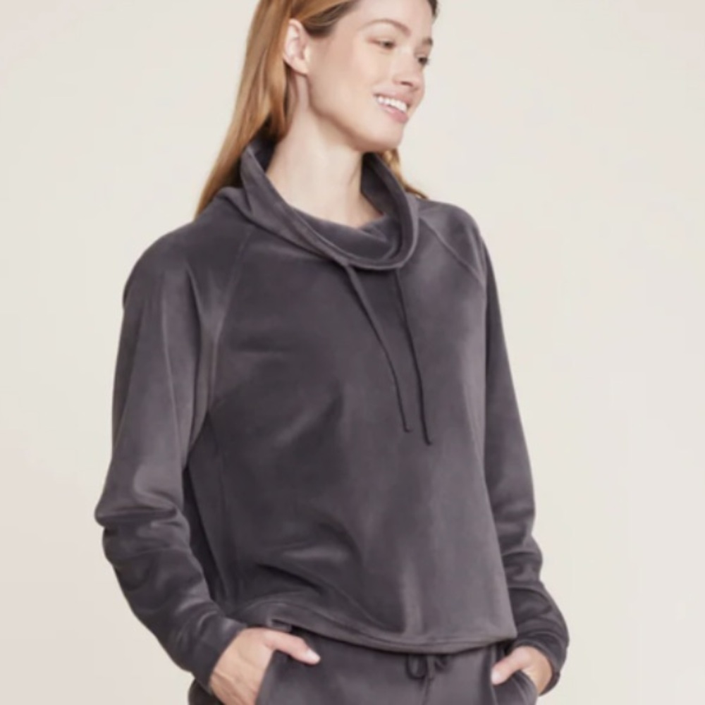 NEW Barefoot Dreams LuxeChic Funnel Neck Pullover in Carbon
